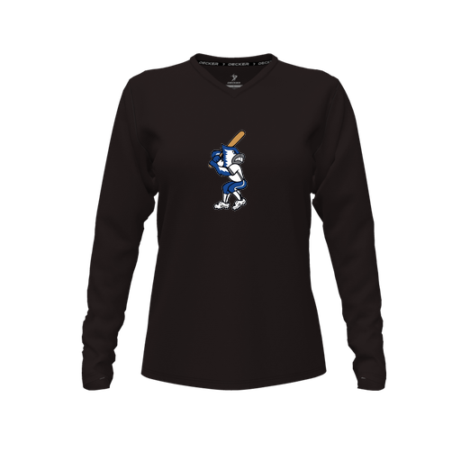 [CUS-DFW-TEES-CMF-VNK-LSL-BLK-FYXS-LOGO3] Decker Comfort T-Shirt (Female Youth XS, Black, V Neck, Logo 3, Long Sleeve)