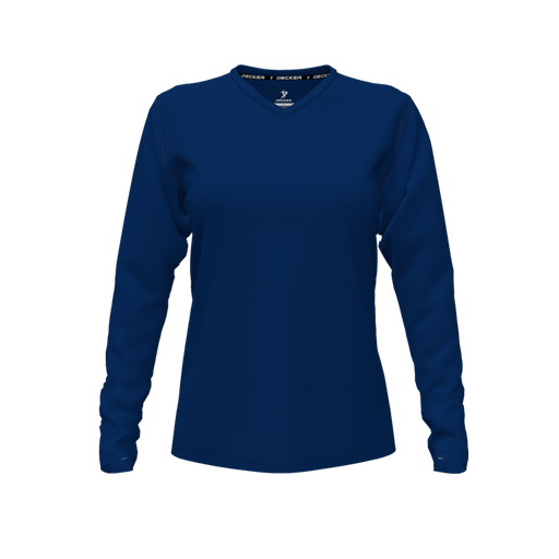 [CUS-DFW-TEES-PER-VNK-LSL-NVY-FYXS] Decker Performance T-Shirt (Female Youth XS, Navy, V Neck, None, Long Sleeve)