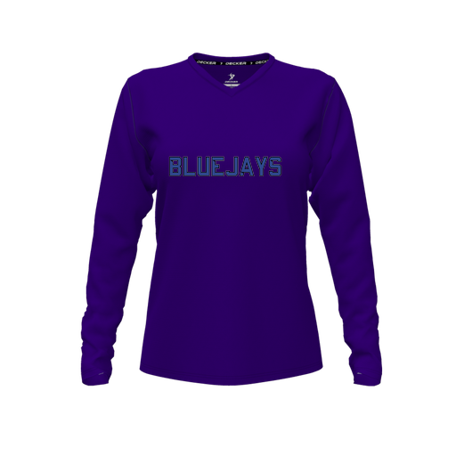[FTLVCFPP-FYXS-LOGO1] Decker Comfort T-Shirt (Female Youth XS, Purple, V Neck, Logo 1, Long Sleeve)