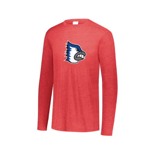 [FTLCUBRD-AXS-LOGO2] Decker Men's Tri-Blend T-Shirt - Long Sleeve (Adult XS, Red, Logo 2)