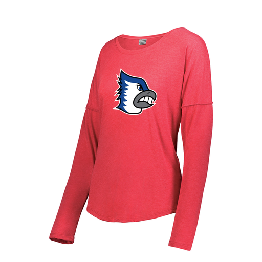 [FTLCUBRD-FAXS-LOGO2] Decker Women's Tri-Blend T-Shirt - Long Sleeve (Female Adult XS, Red, Logo 2)